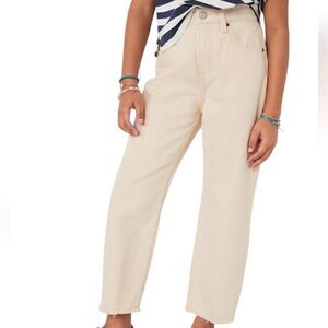 Old Navy High Waisted Slouchy Straight Cropped Jeans Pants Sand Khaki Tan 12 New